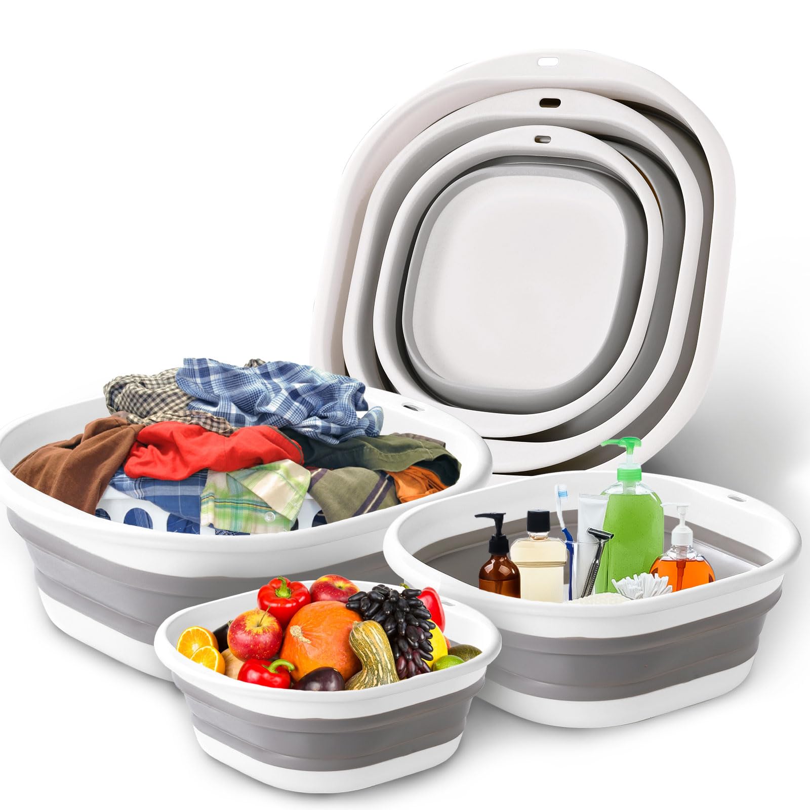 Camping Cooking Meals - 3'lü paket katlanabilir küvet lavabo çamaşır