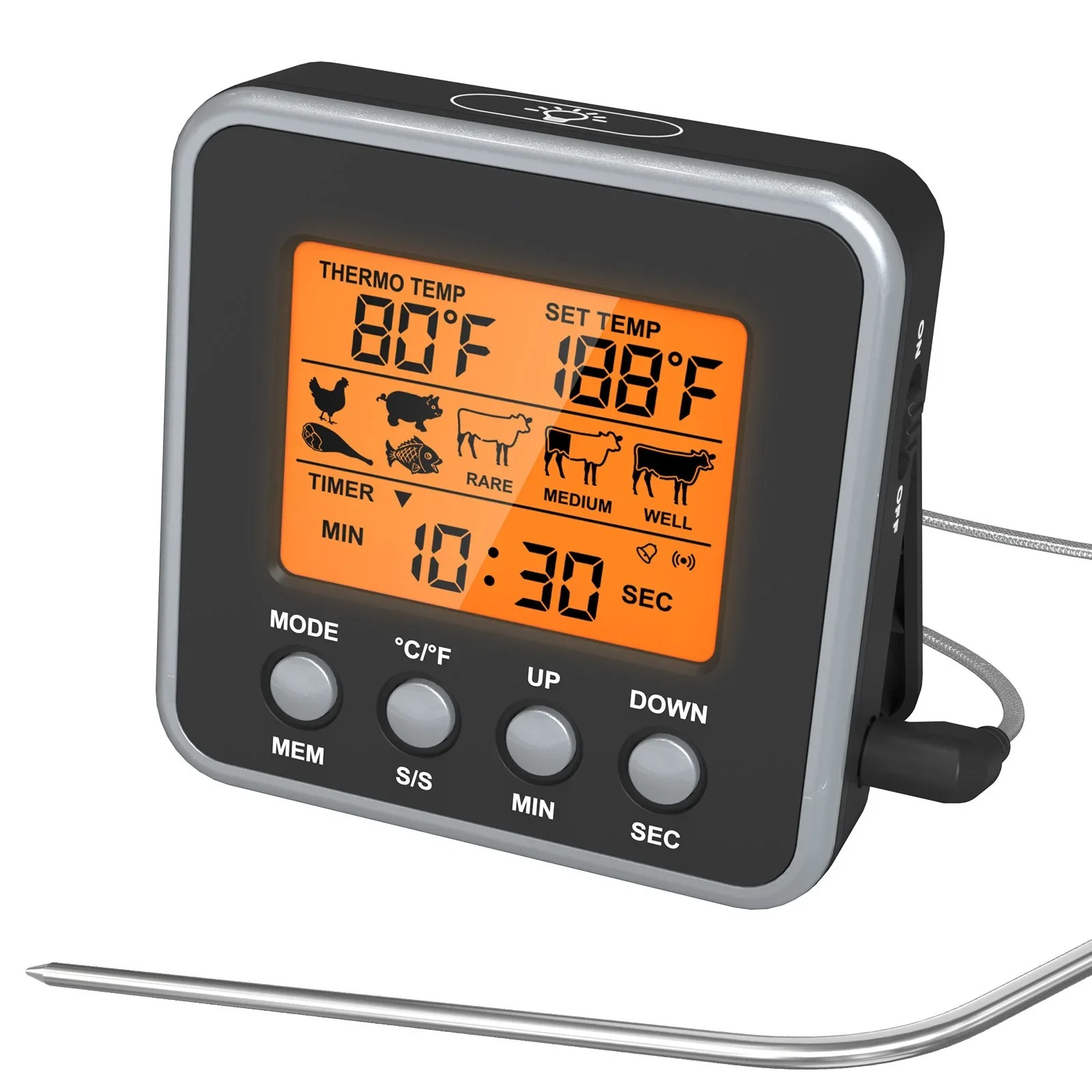 Meat Thermometer Camp - LCD Dijital Et Termometresi Metal Barbekü