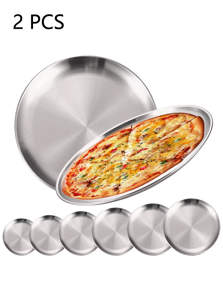 Camping Cooking Meals - 2 adet paslanmaz çelik yuvarlak gümüş