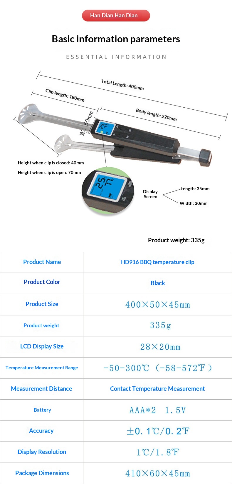 Işıklı Pençeli Tip Anında Ölçü - Meat Thermometer Camp incelemesi ve fiyatı